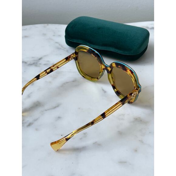NEW Gucci GG1240S Havana Turquoise Trim Oversized Sunglasses - Picture 8 of 8